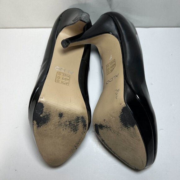 Aldo Pump Heels Womens Size 6.5 Black Platform Stiletto Patent Leather - Picture 8 of 10